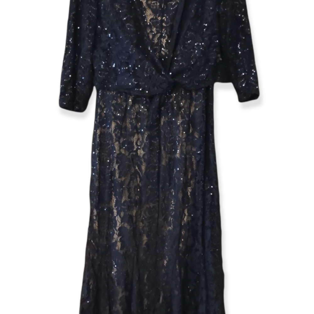Navy blue formal gown with beading